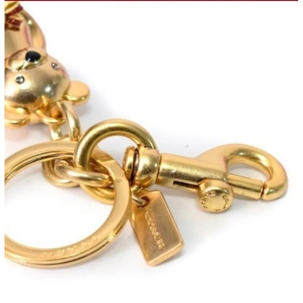 COACH METAL GIFTING TEDDY BEAR 3D KEYCHAIN CHARM NWT